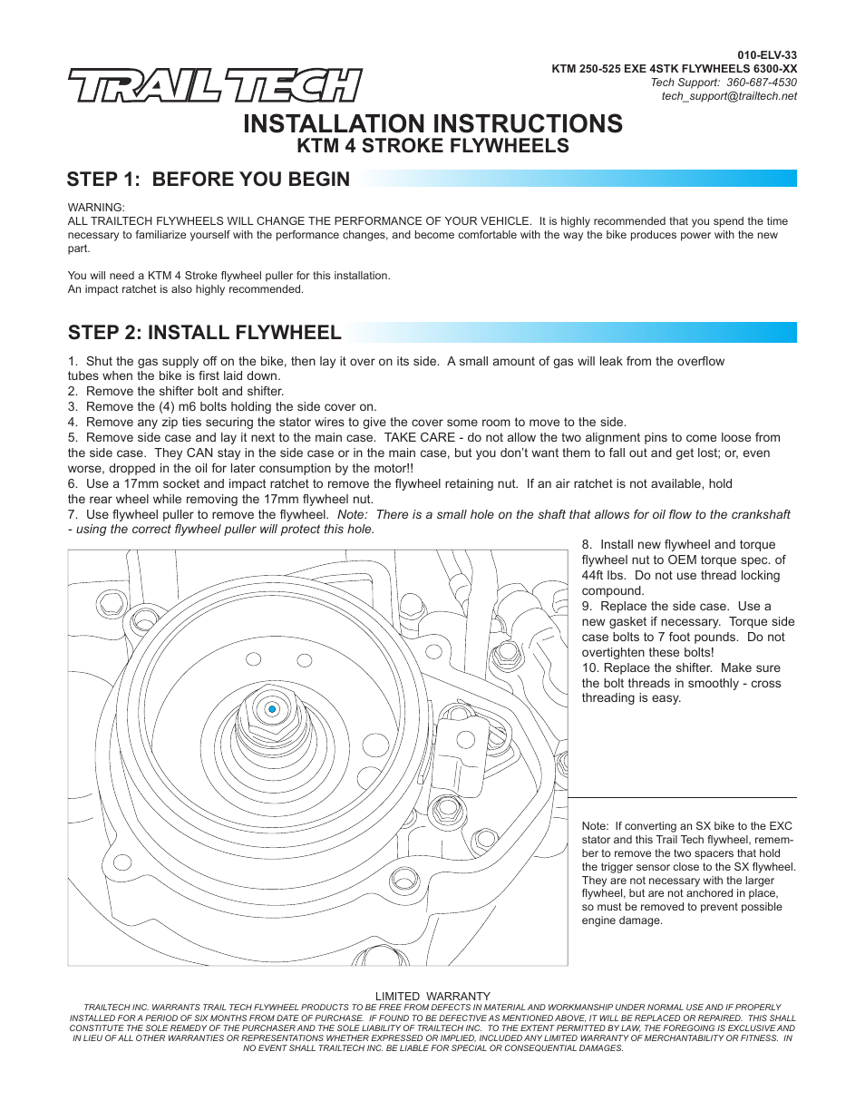 Trail Tech FLYWHEEL KIT: KTM 6300-22 User Manual | 1 page