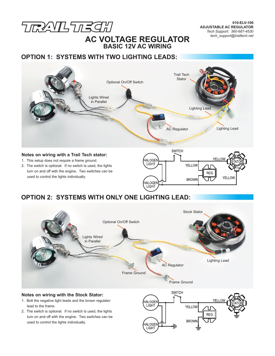 Trail Tech AC VOLTAGE REGULATOR 7003-AC01 User Manual | 2 pages