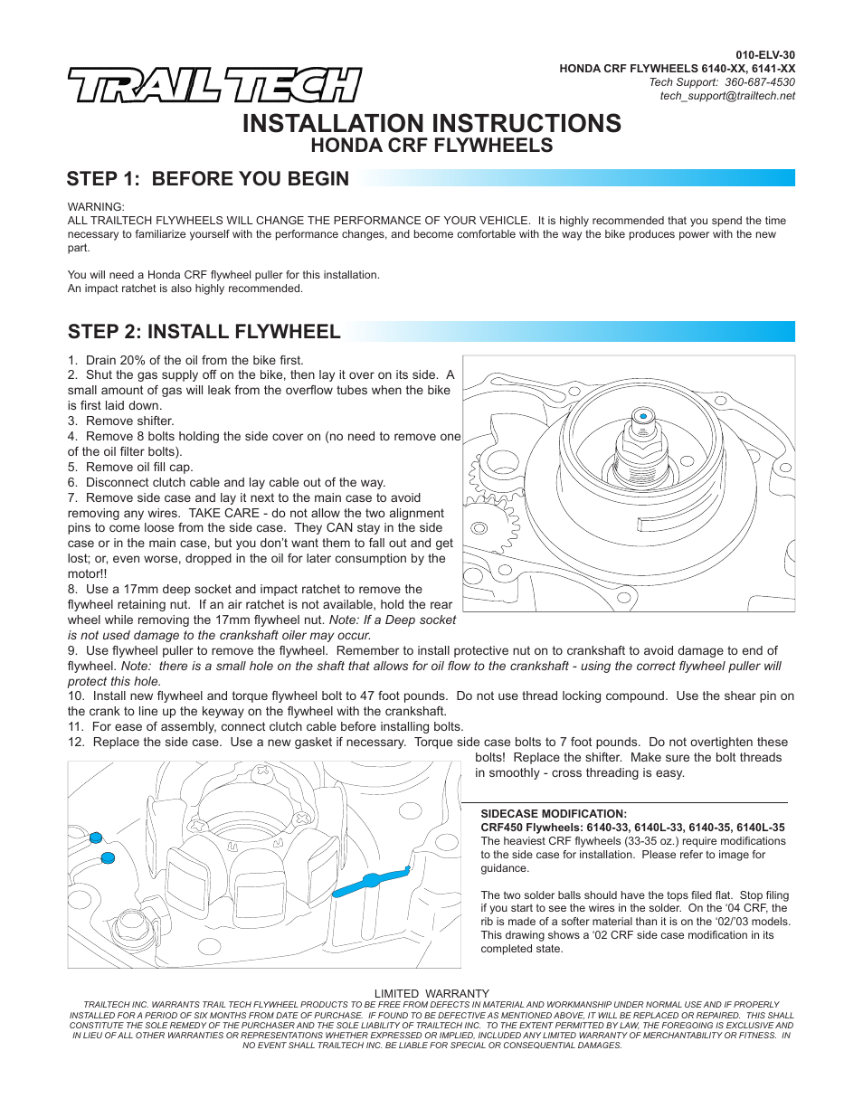Trail Tech FLYWHEEL KIT: HONDA 6141-29 User Manual | 1 page