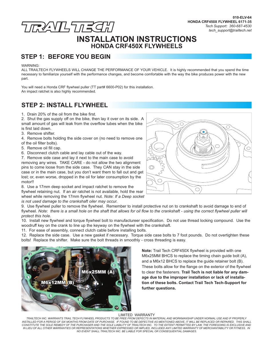 Trail Tech FLYWHEEL KIT: HONDA 6171-35 User Manual | 1 page
