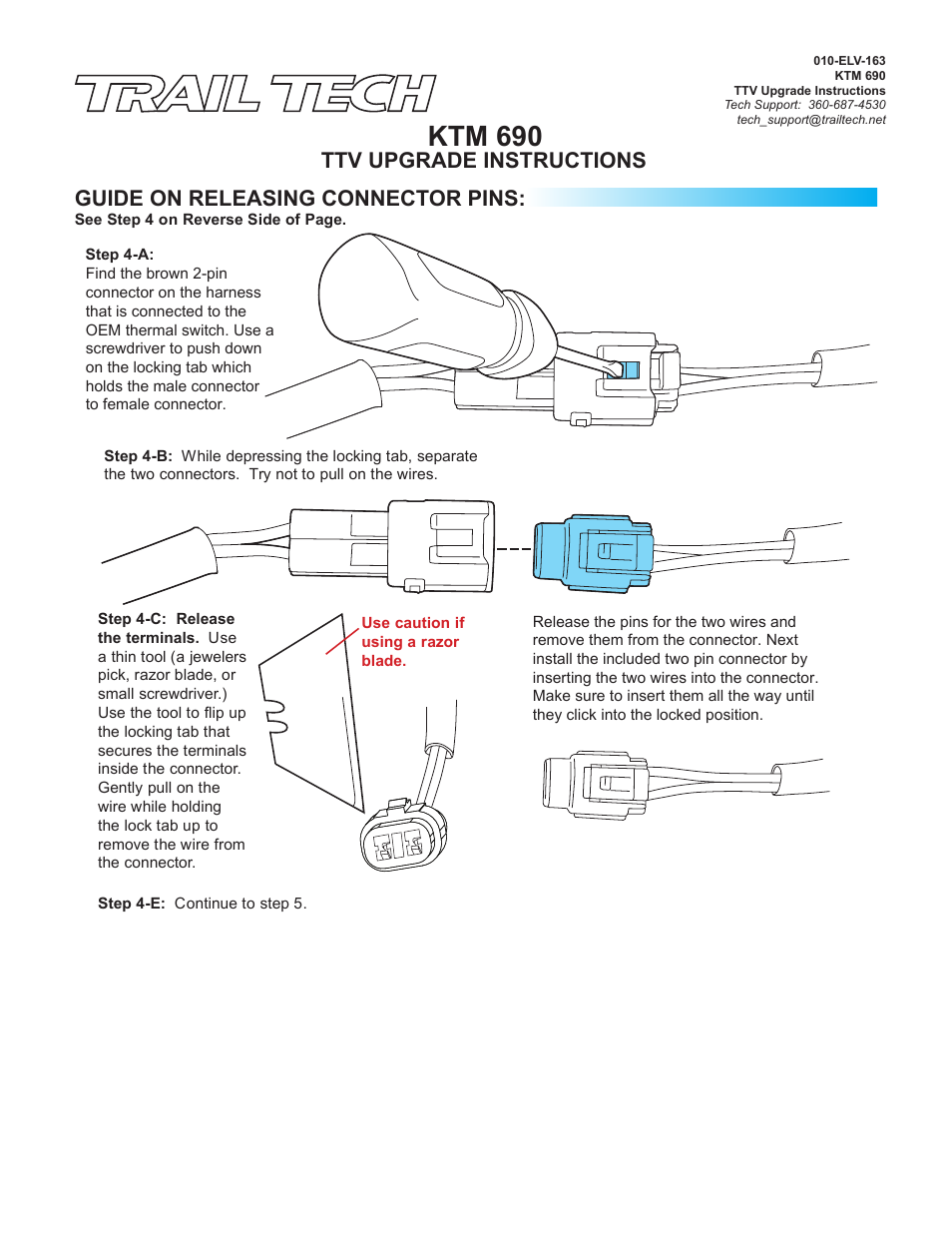 Ktm 690 | Trail Tech TTV SWITCHING TEMPERATURE METER KTM 732-S02 User Manual | Page 3 / 5
