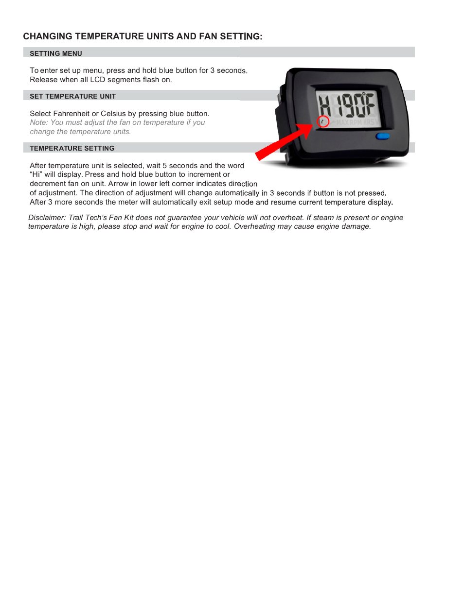Trail Tech TTV SWITCHING TEMPERATURE METER KTM 732-S02 User Manual | Page 5 / 5