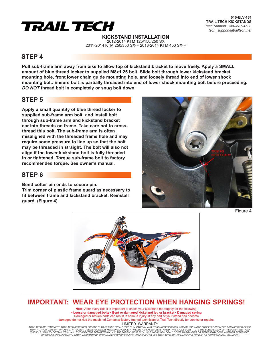 Step 4, Step 5 step 6 | Trail Tech KICKSTAND 5302-00 User Manual | Page 2 / 2