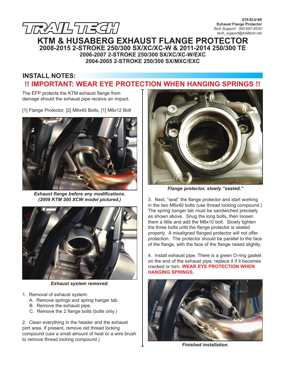 Trail Tech EXHAUST FLANGE PROTECTOR 010-007 User Manual | 1 page
