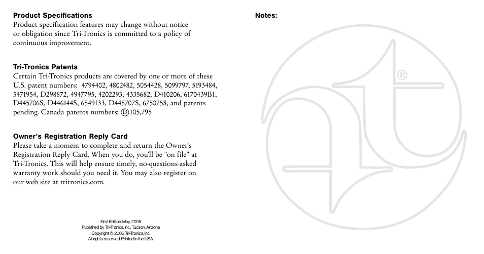 Tri-Tronics Pro 500 G2 User Manual | Page 2 / 17