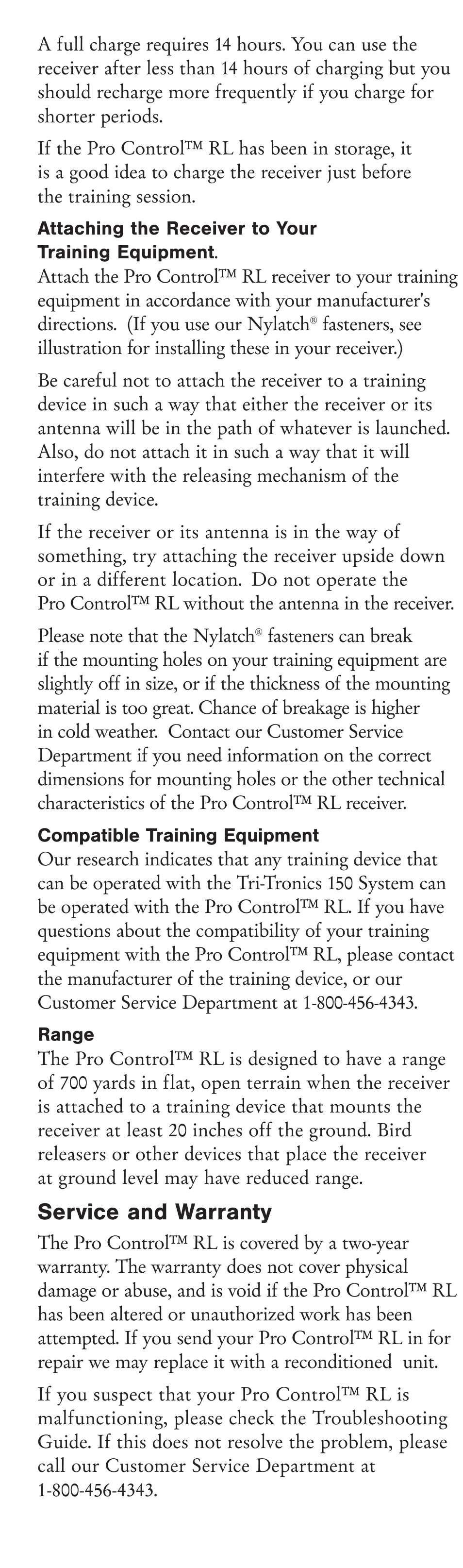 Service and warranty | Tri-Tronics G2 Pro Control™ RL User Manual | Page 6 / 8