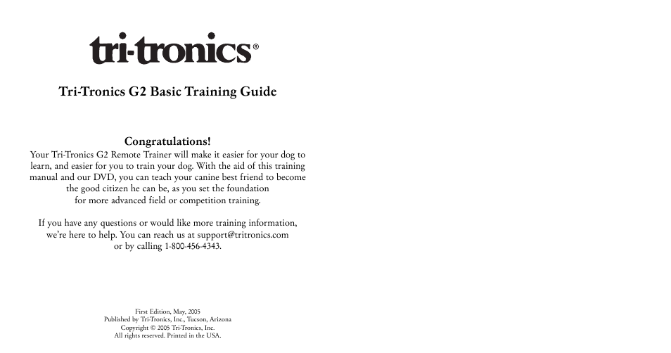 Tri-Tronics G2 Basic Training User Manual | 25 pages