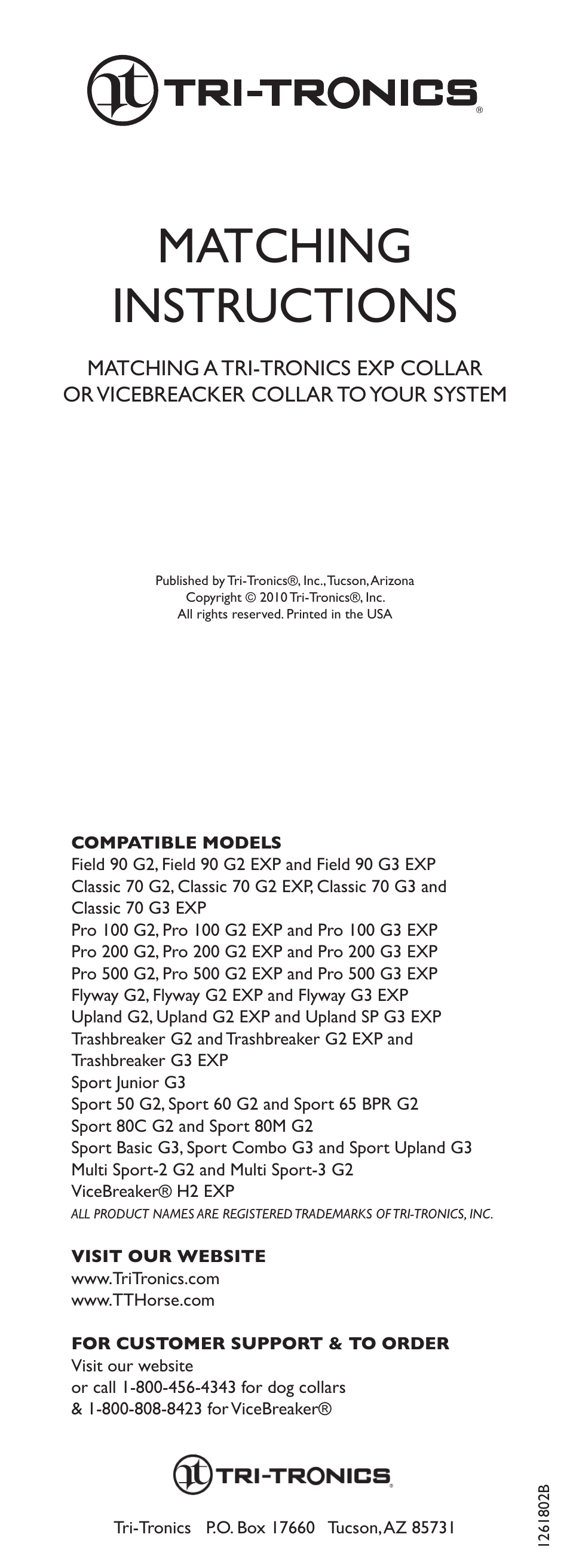 Tri-Tronics ViceBreaker® Collar User Manual | 2 pages