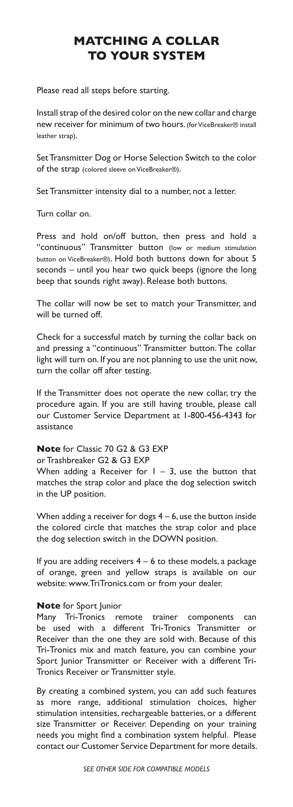 Matching a collar to your system | Tri-Tronics ViceBreaker® Collar User Manual | Page 2 / 2