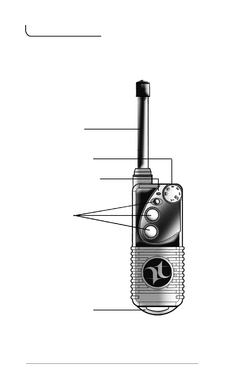 Feature guide sport, Series transmitter, Intensity dial | Antenna transmitter buttons, Transmitter light lanyard loop | Tri-Tronics Sport® Series Remote Trainers User Manual | Page 6 / 28