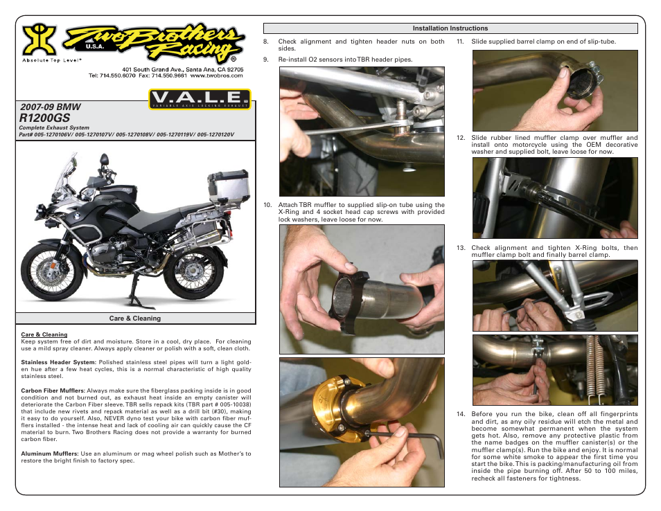 V.a.l.e, R1200gs | Two Brothers Racing BMW R1200GS User Manual | Page 2 / 3