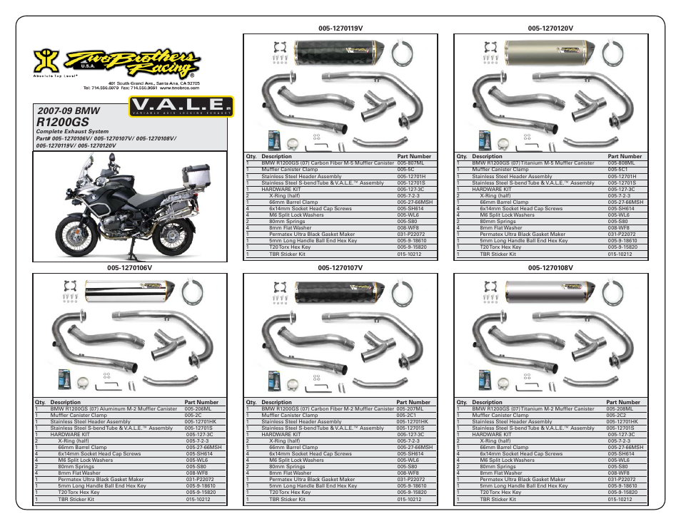 V.a.l.e, R1200gs | Two Brothers Racing BMW R1200GS User Manual | Page 3 / 3