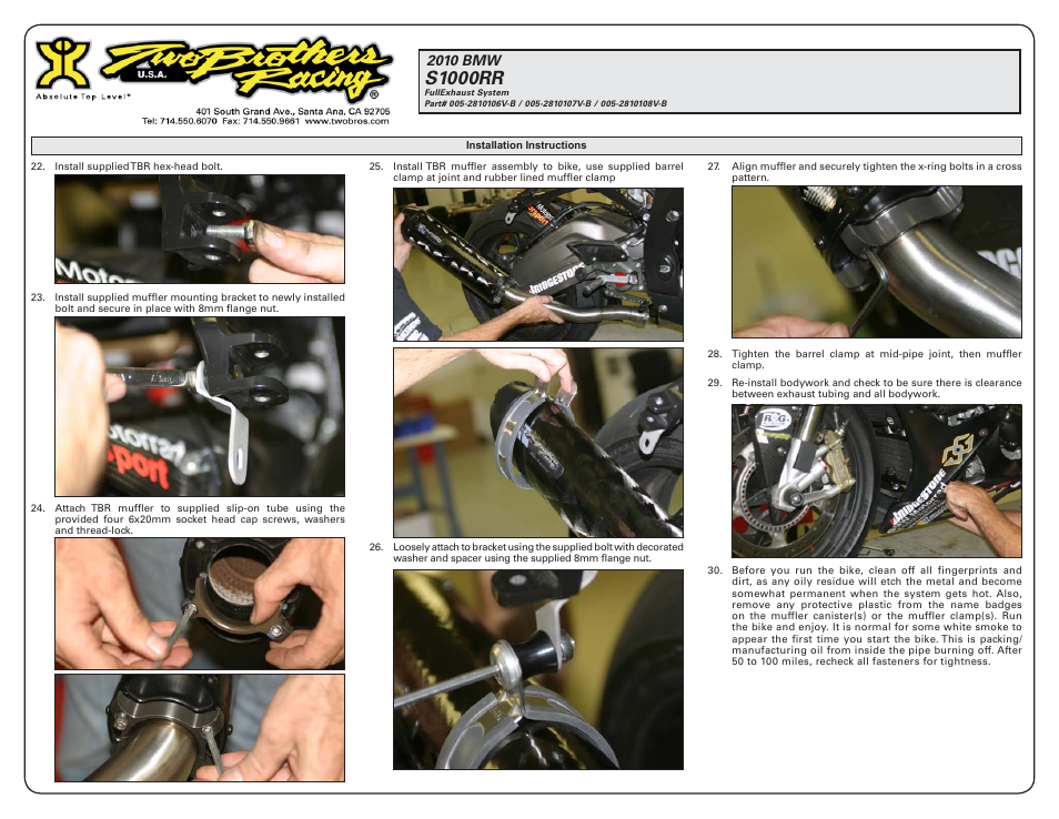S1000rr, 2010 bmw | Two Brothers Racing BMW S1000RR User Manual | Page 3 / 4