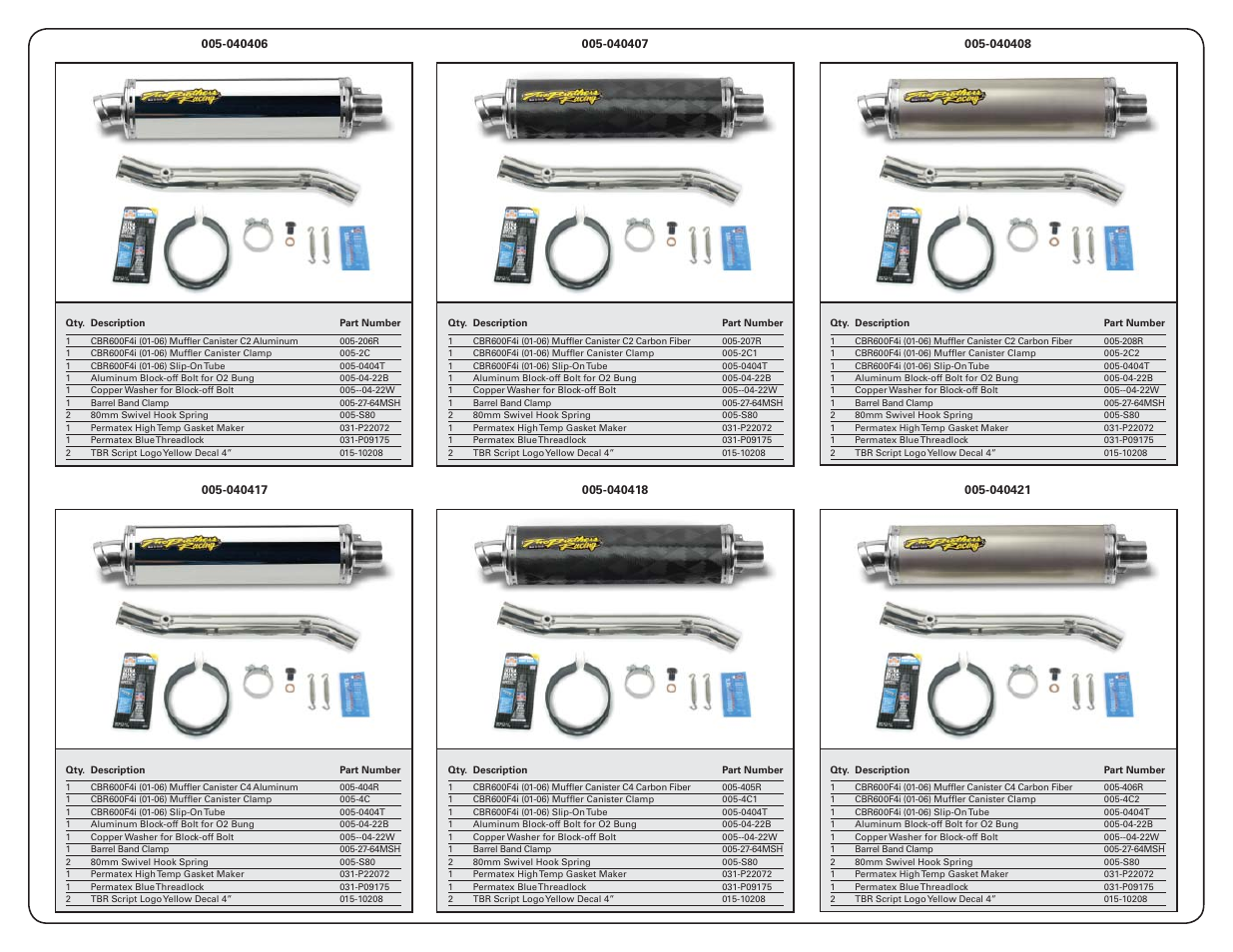 Two Brothers Racing Honda CBR600F4i User Manual | Page 2 / 4