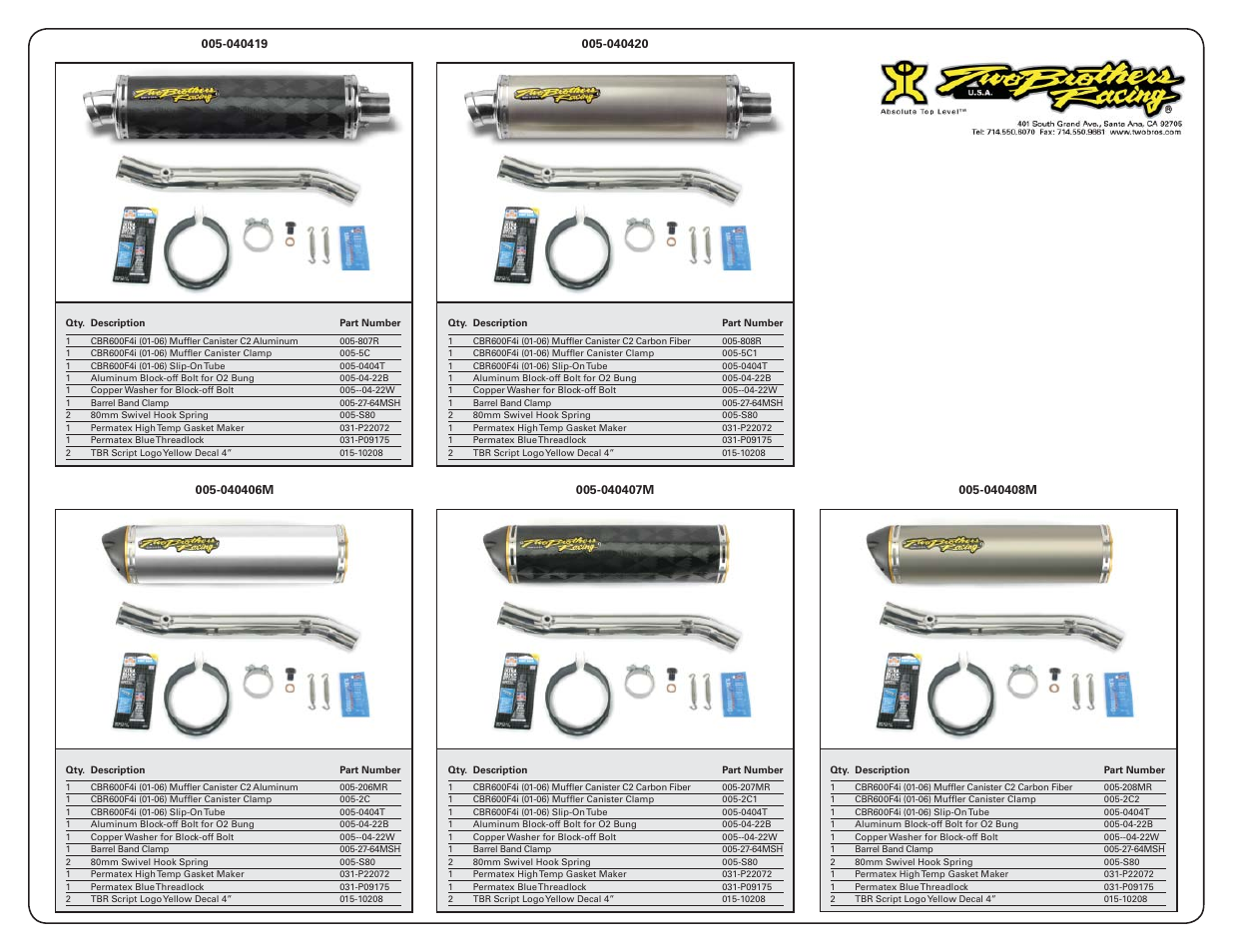 Two Brothers Racing Honda CBR600F4i User Manual | Page 3 / 4