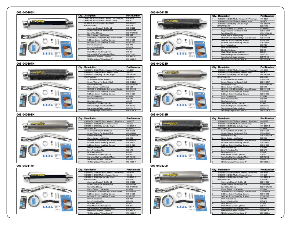 Two Brothers Racing Honda CBR600F4i User Manual | Page 2 / 3