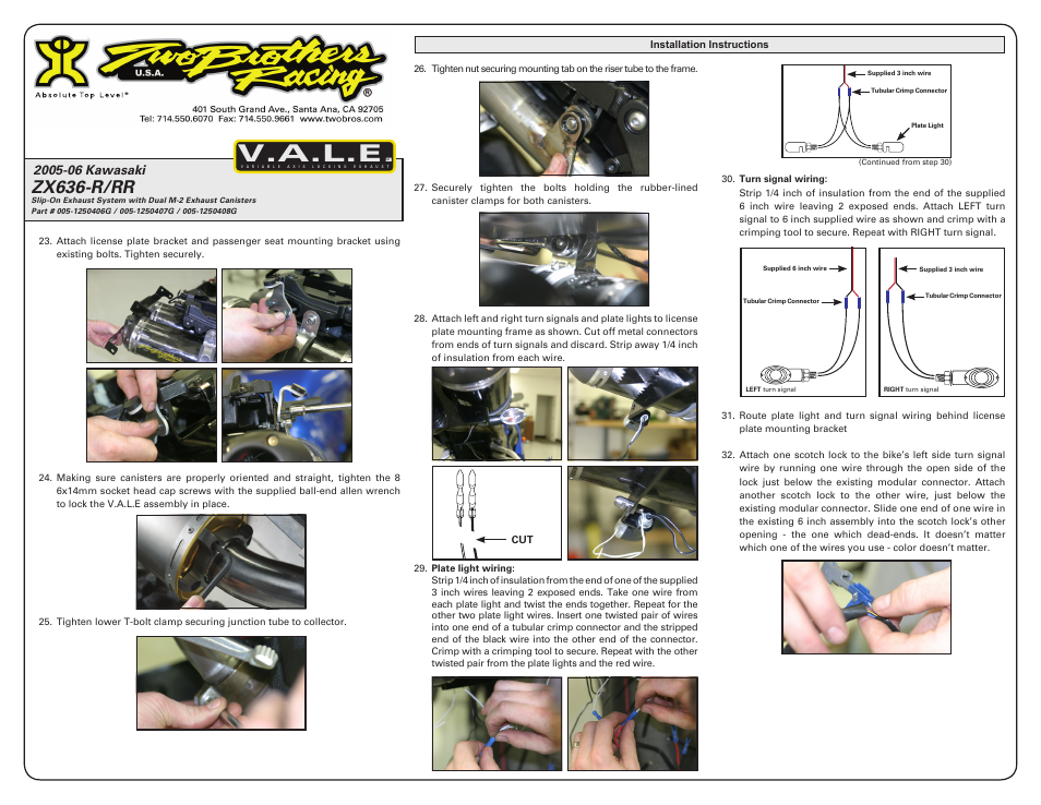 V.a.l.e, Zx636-r/rr | Two Brothers Racing Kawasaki ZX-636R/6RR User Manual | Page 3 / 5