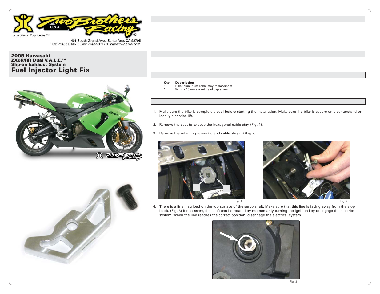 Two Brothers Racing Kawasaki ZX-636R/6RR User Manual | 2 pages