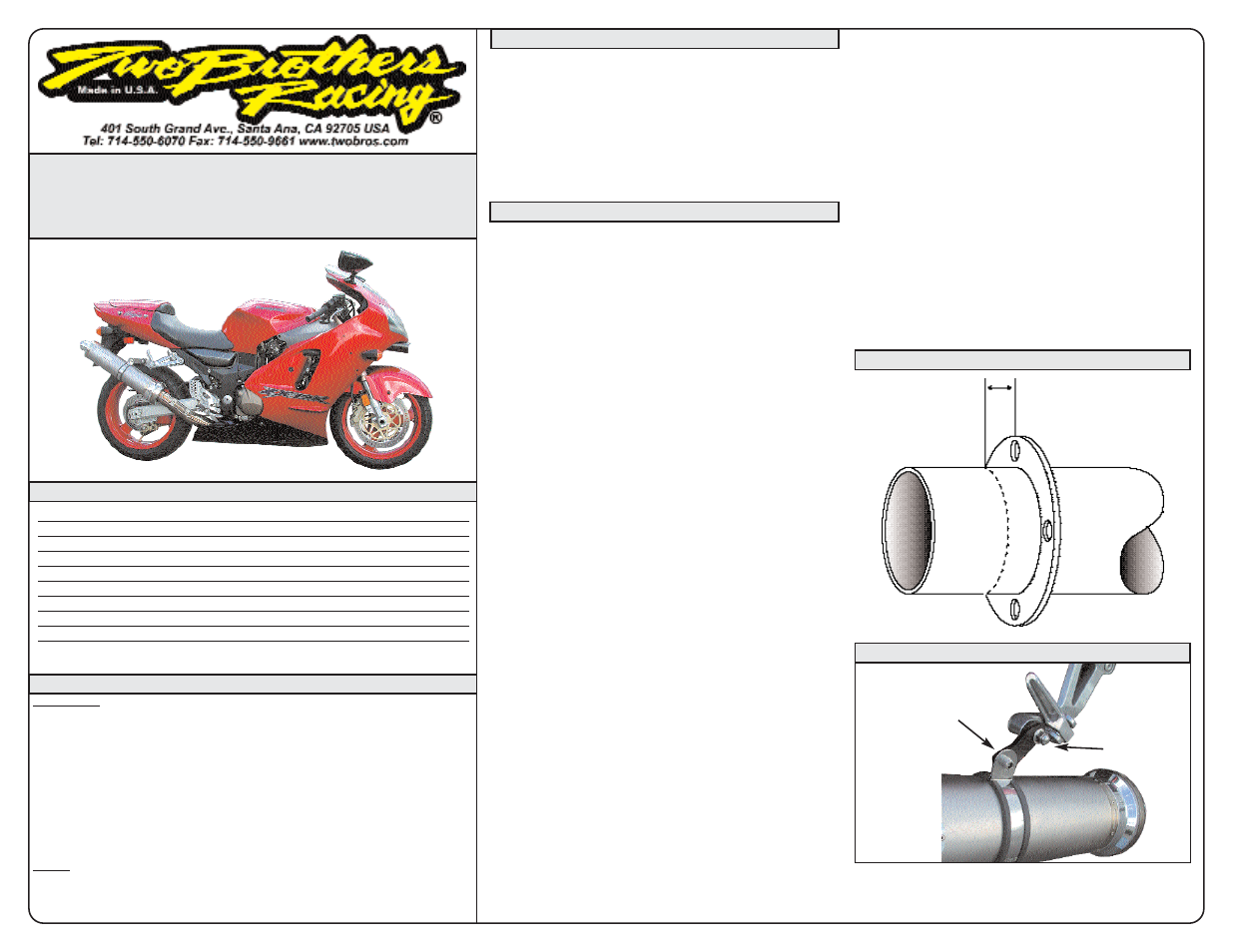 Two Brothers Racing Kawasaki ZX-12R User Manual | 1 page