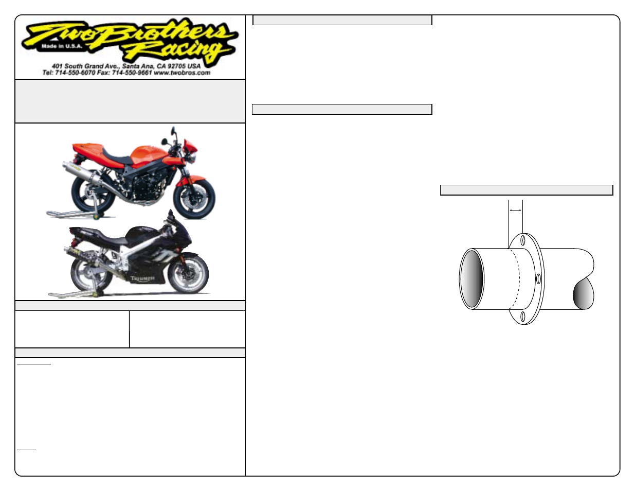 Two Brothers Racing Triumph TT600 User Manual | 1 page