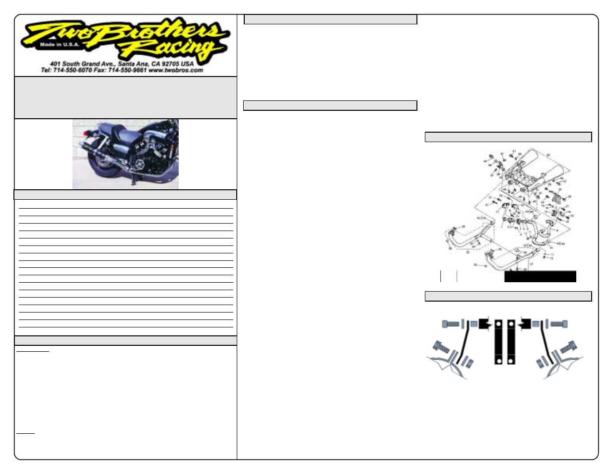 Two Brothers Racing Yamaha V-Max User Manual | 1 page
