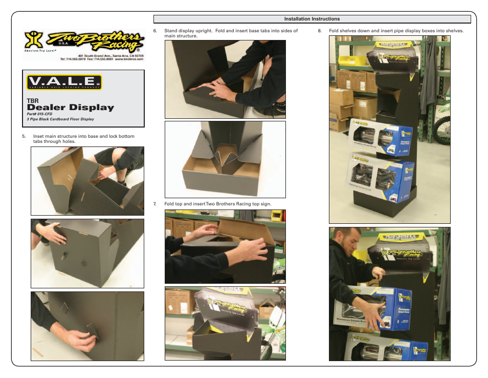 V.a.l.e, Dealer display | Two Brothers Racing 3 Pipe Cardboard Display User Manual | Page 2 / 2