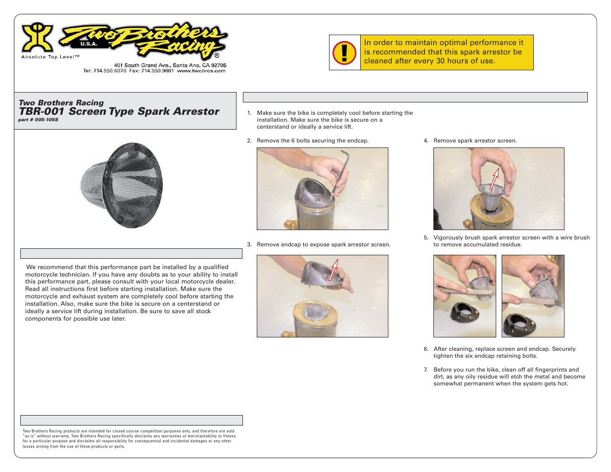 Two Brothers Racing Cleaning User Manual | 1 page
