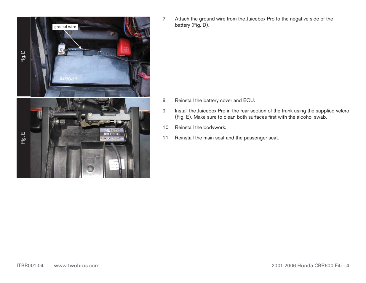 Two Brothers Racing Honda CBR600 F4i User Manual | Page 4 / 4
