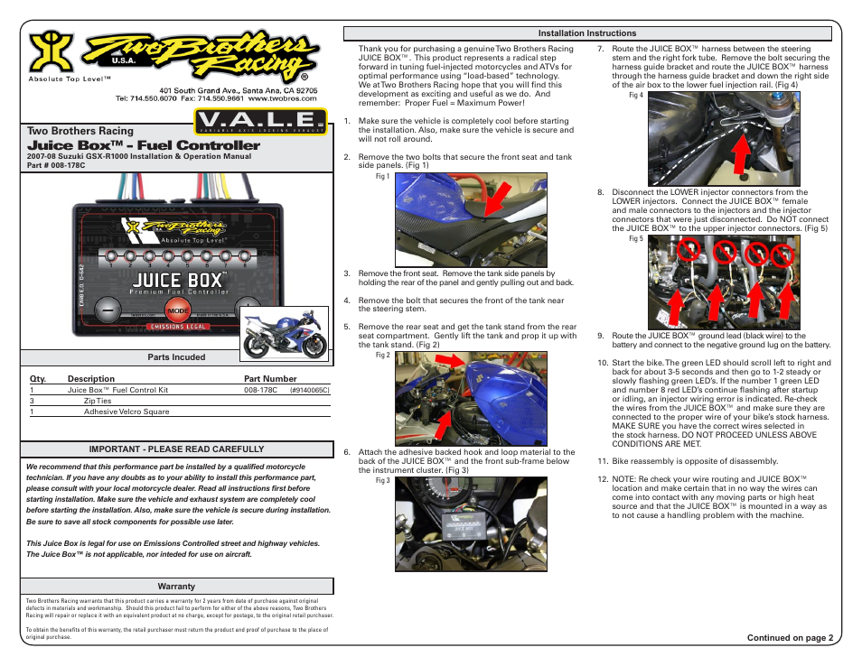 Two Brothers Racing 2007-08 Suzuki GSX-R1000 User Manual | 3 pages