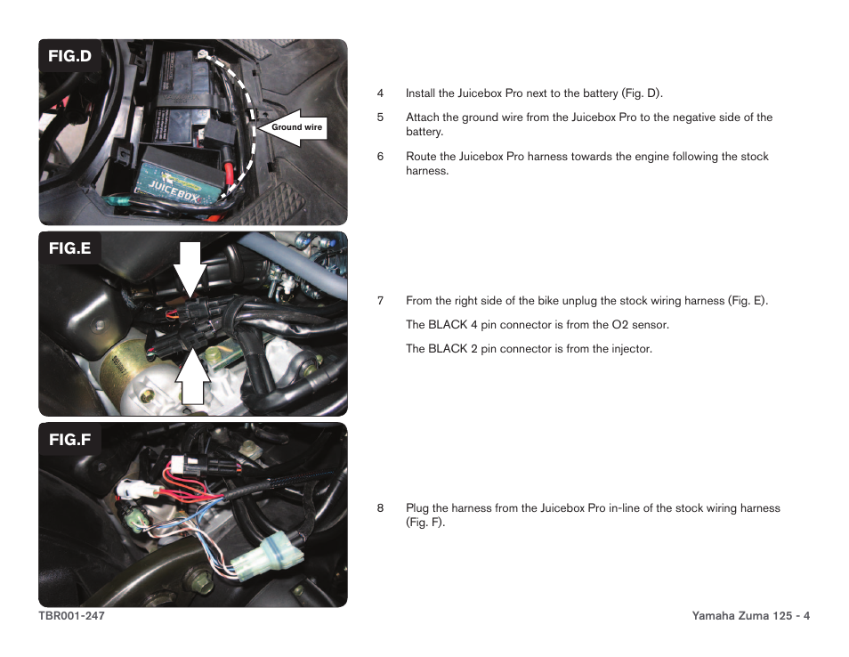 Fig.d, Fig.e, Fig.f | Two Brothers Racing Yamaha Zuma 125 User Manual | Page 4 / 5