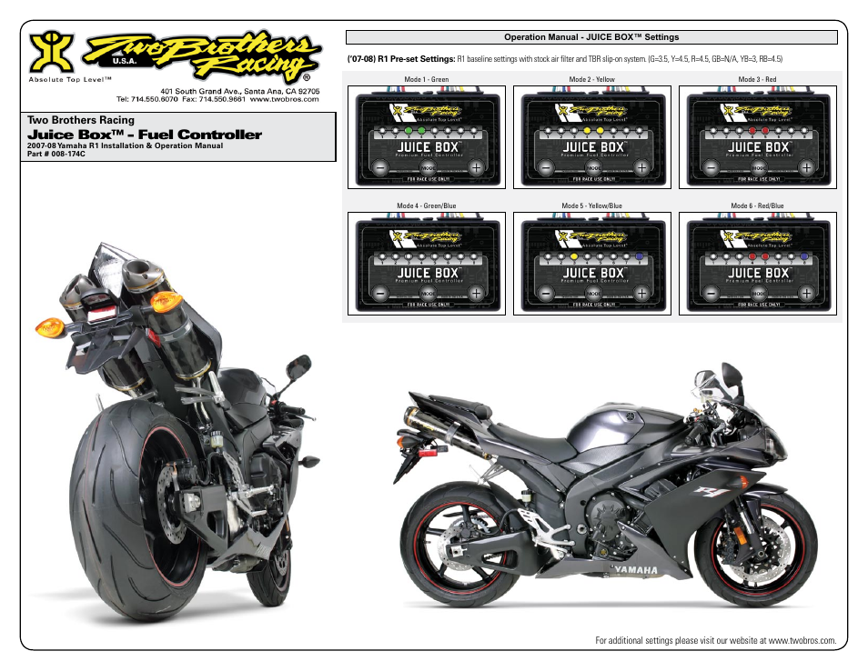 Juice box™ - fuel controller | Two Brothers Racing 2007-08 Yamaha R1 User Manual | Page 3 / 3