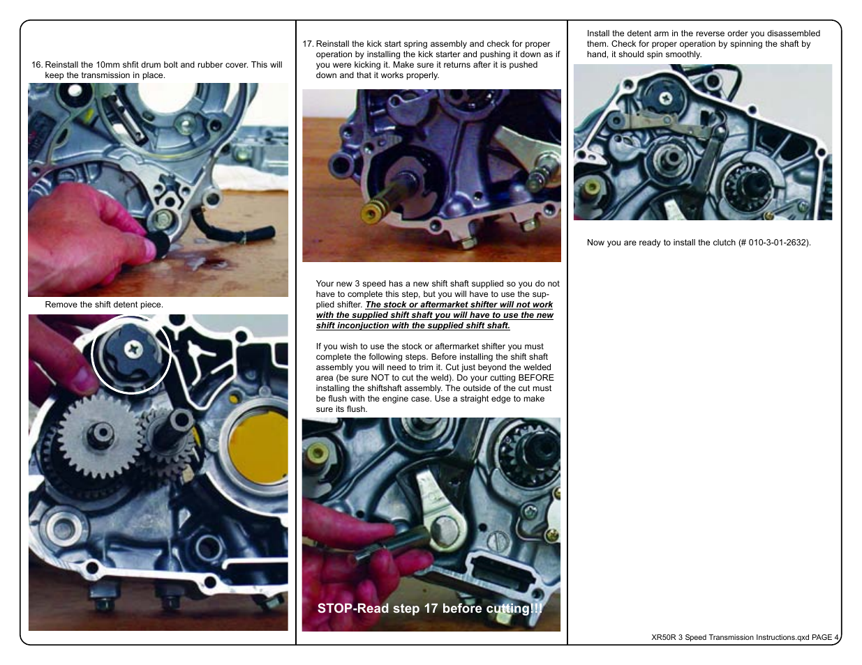 Stop-read step 17 before cutting | Two Brothers Racing Honda XR50R User Manual | Page 4 / 6