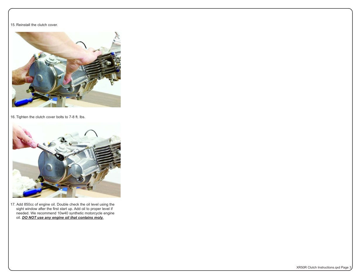 Two Brothers Racing Honda XR50R User Manual | Page 3 / 3