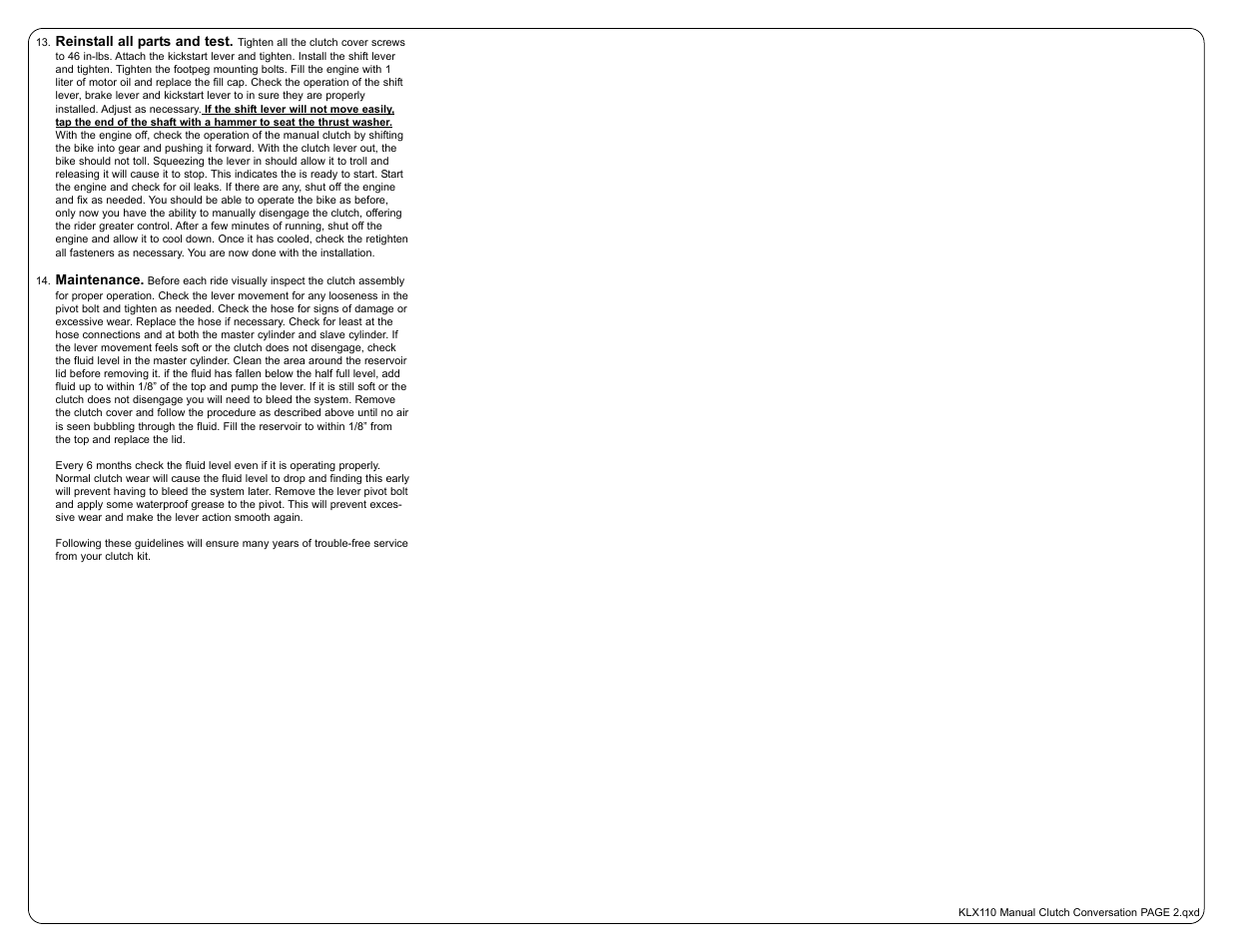Two Brothers Racing Suzuki KLX110 User Manual | Page 2 / 2