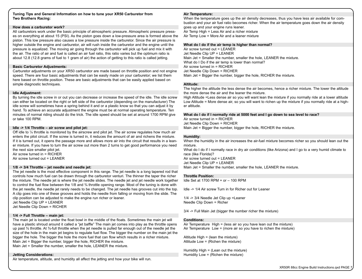 Two Brothers Racing Honda XR50R User Manual | Page 7 / 8