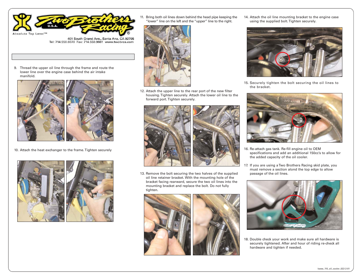 Two Brothers Racing Kawasaki DR-Z110 User Manual | Page 2 / 2