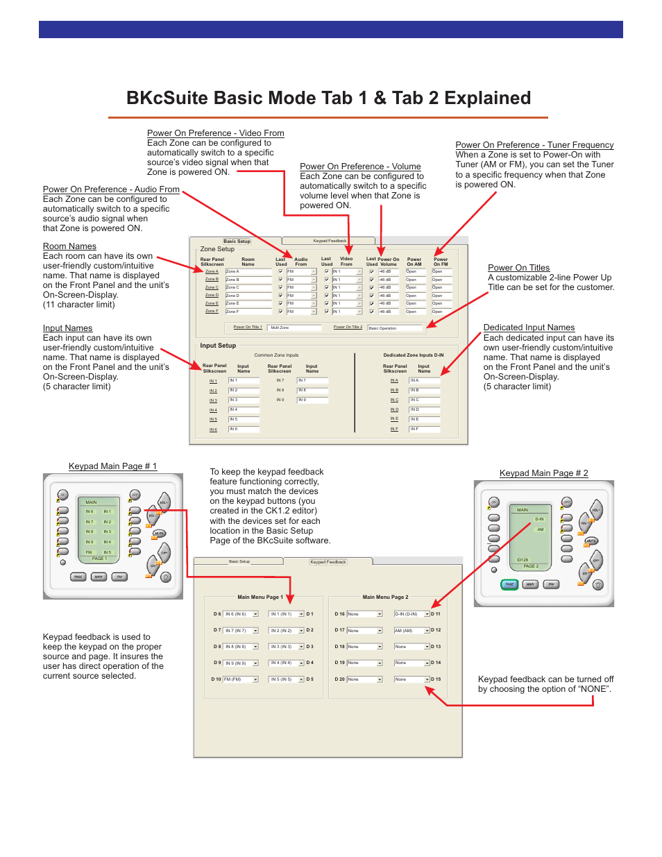 Bkcsuite basic mode tab 1 & tab 2 explained, Bkcsuite tabs 1 & 2 | B&K CT610 User Manual | Page 10 / 12