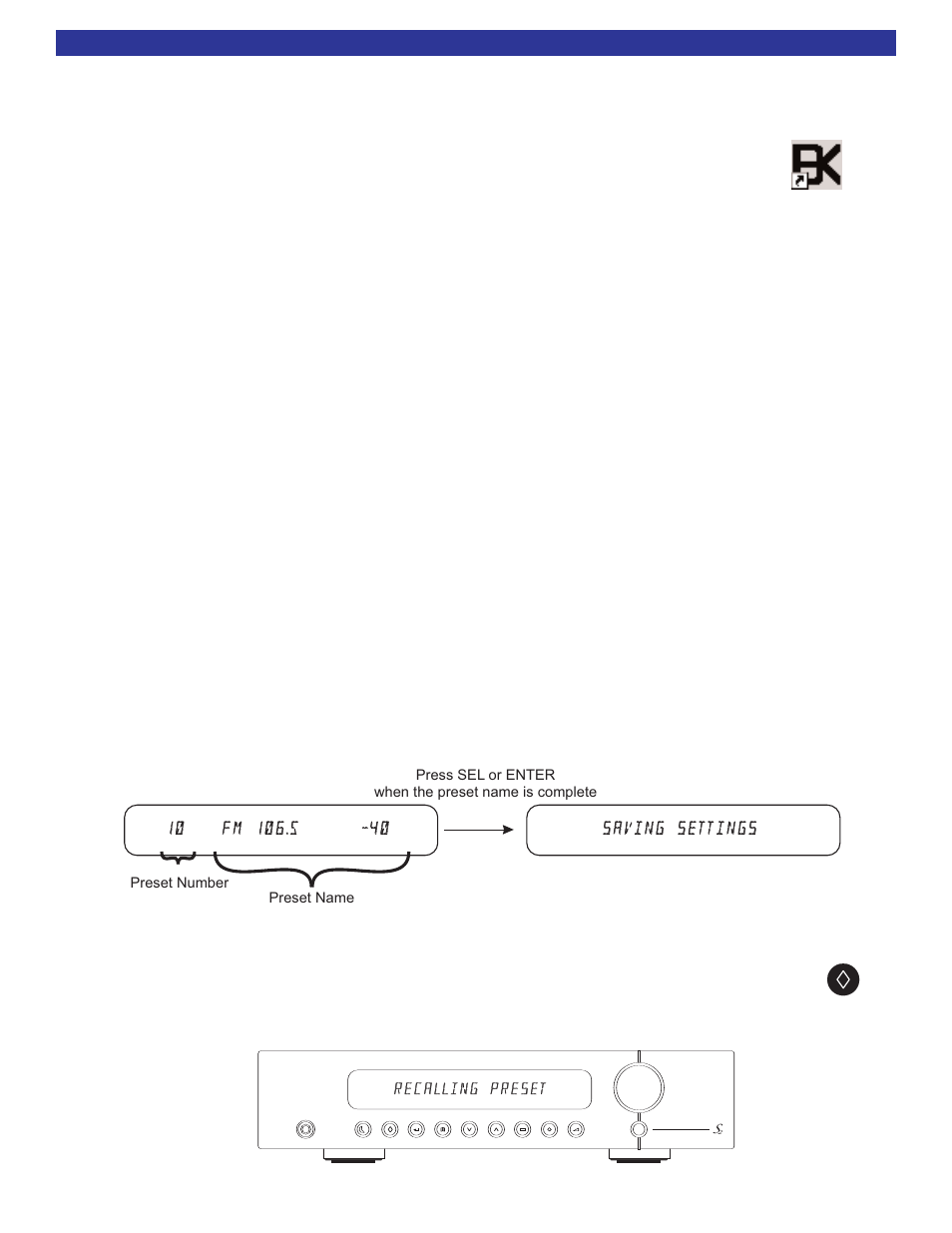 Bkcsuite setup software, Presets, Preset | Saving a preset (from the remote), Recalling a preset, Unit operation, Bktask.lnk bkcsuite | B&K 5 S2 User Manual | Page 13 / 20