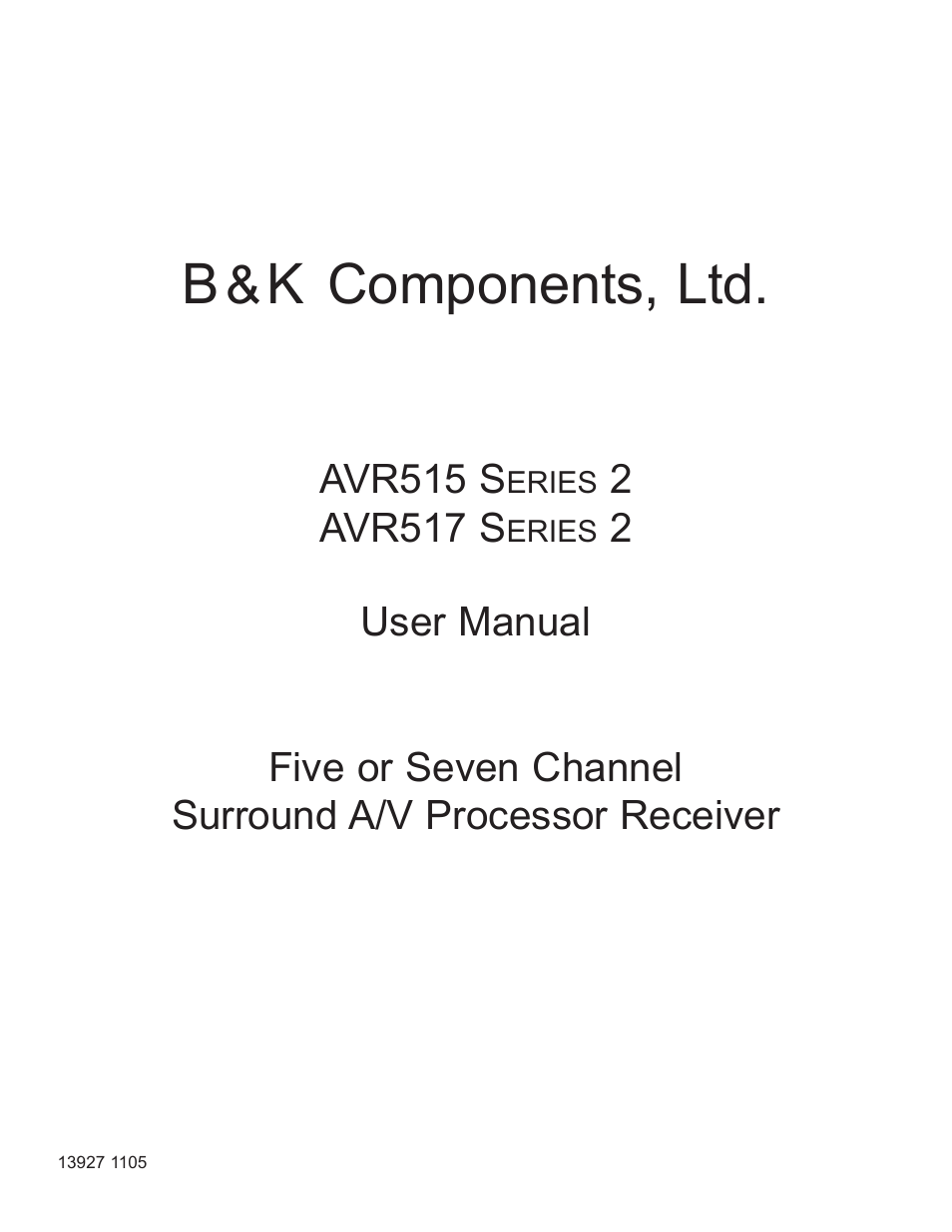 B&K AVR515 User Manual | 64 pages