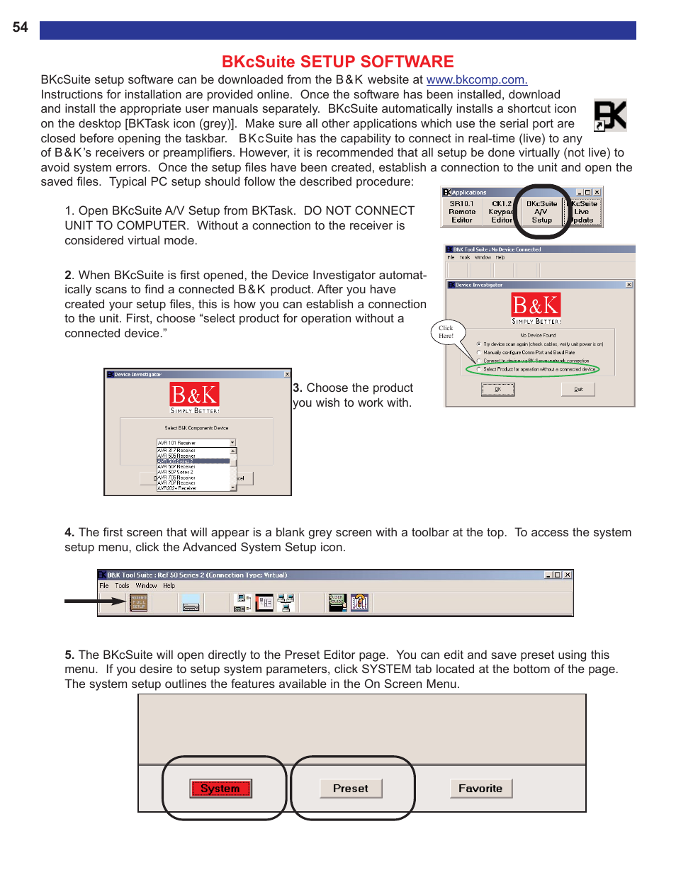 Bkcsuite setup software | B&K AVR515 User Manual | Page 56 / 64