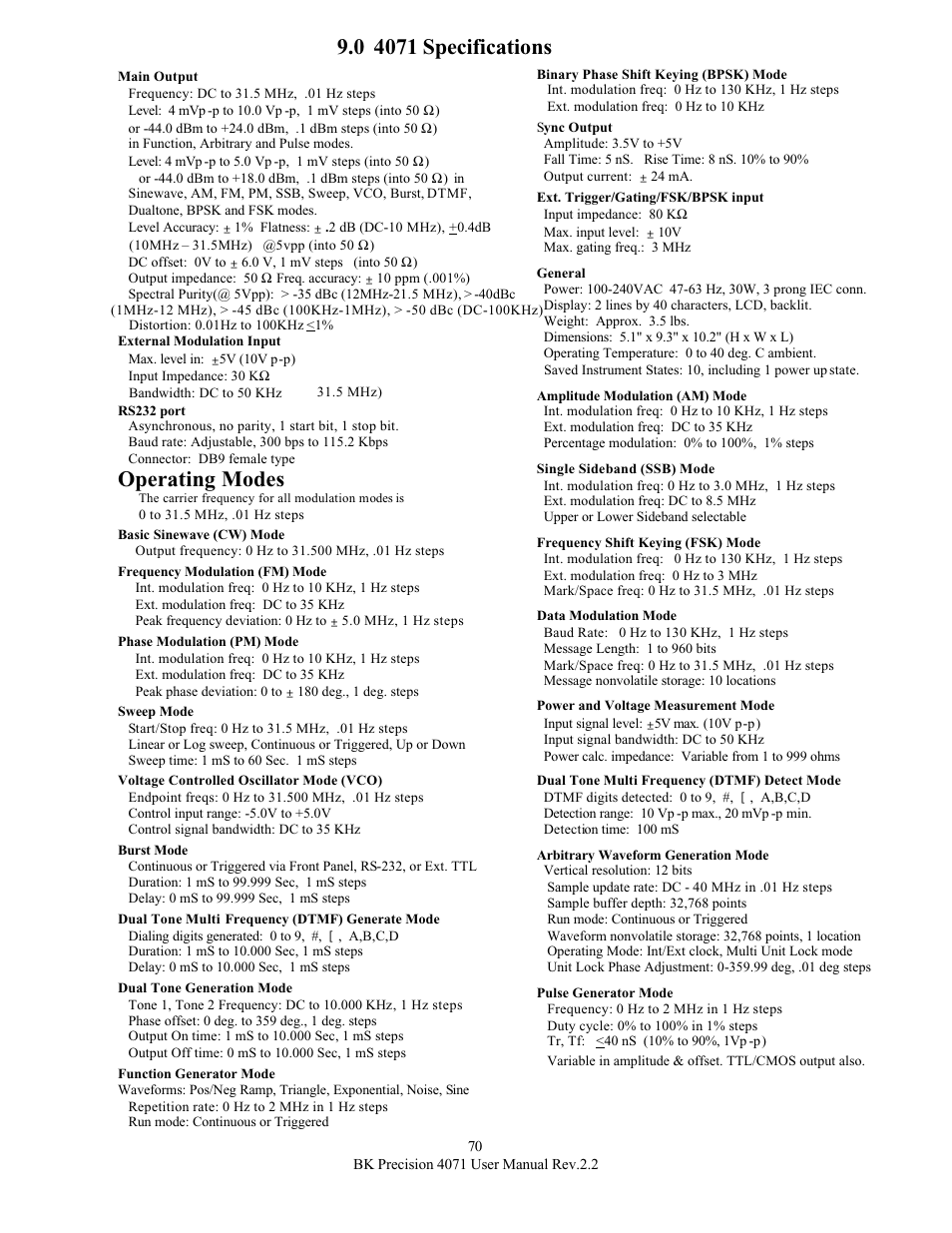 Operating modes | B&K 4071 User Manual | Page 75 / 88