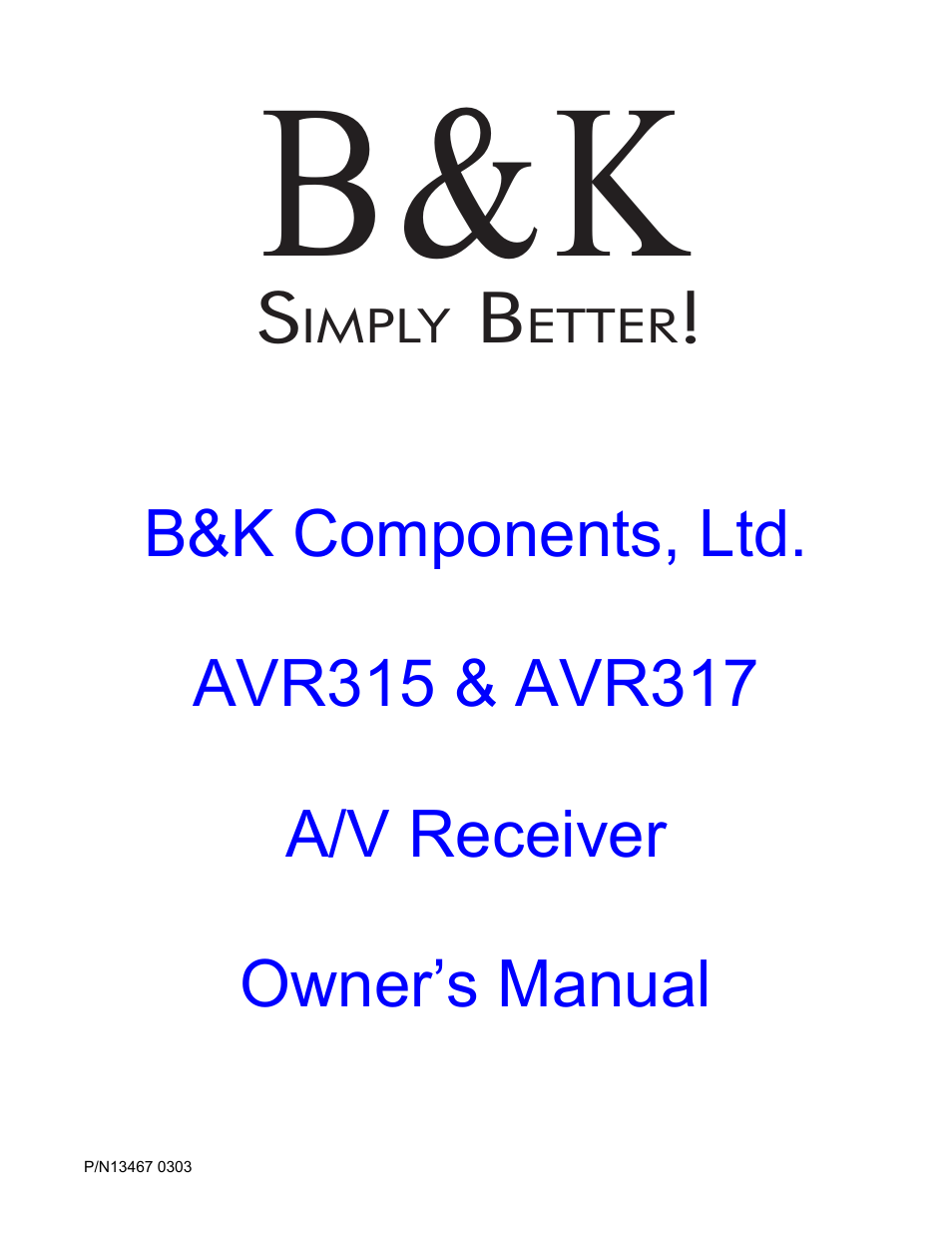 B&K AVR317 User Manual | 88 pages