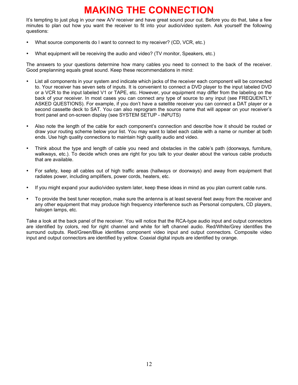 Making the connection | B&K AVR317 User Manual | Page 16 / 88