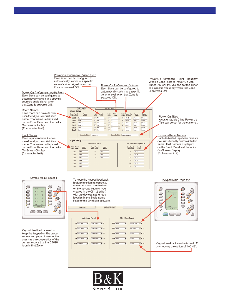 Basic setup menu | B&K CT600 User Manual | Page 40 / 88