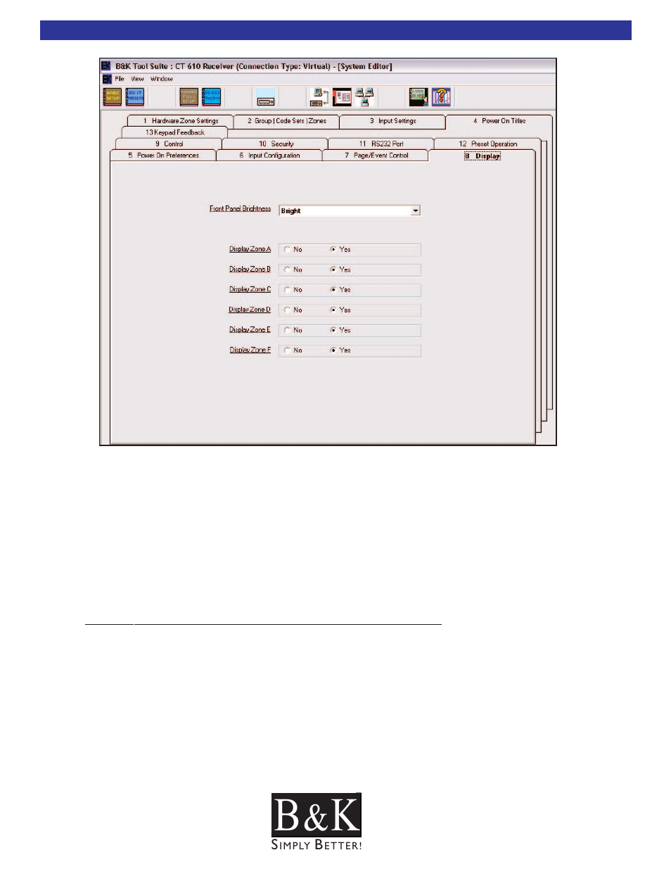 Display - tab 8 | B&K CT600 User Manual | Page 54 / 88