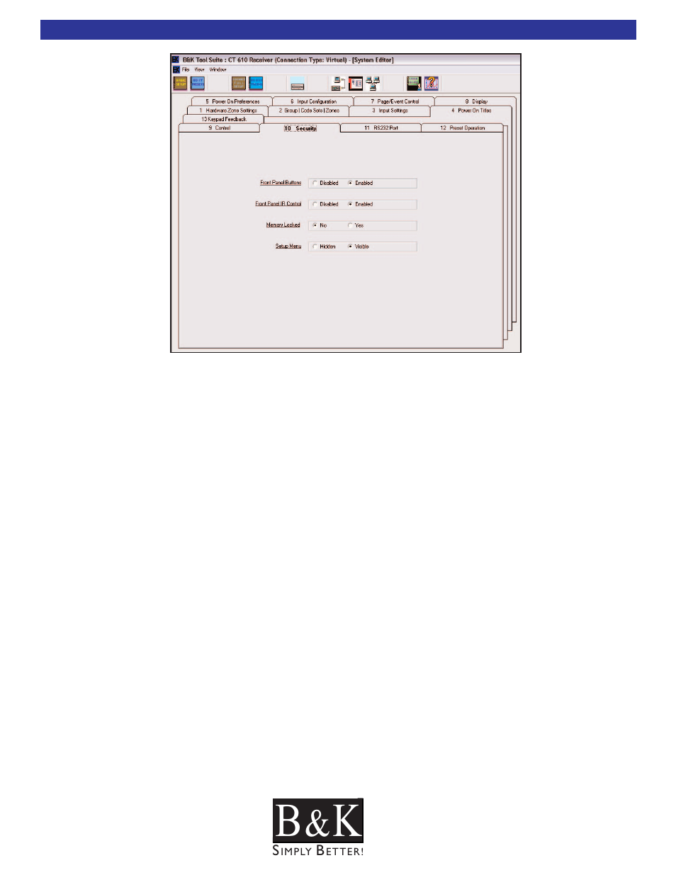 Security - tab 10 | B&K CT600 User Manual | Page 57 / 88