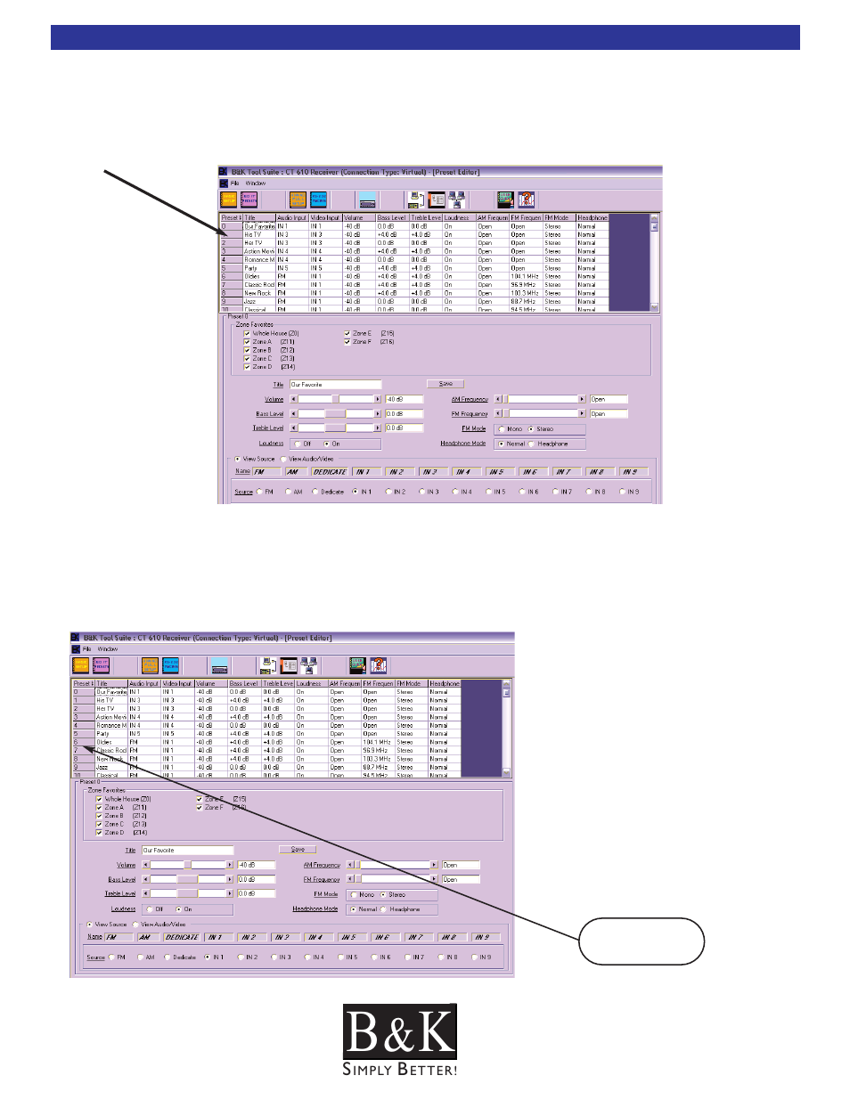 The preset editor window, Editing presets | B&K CT600 User Manual | Page 63 / 88