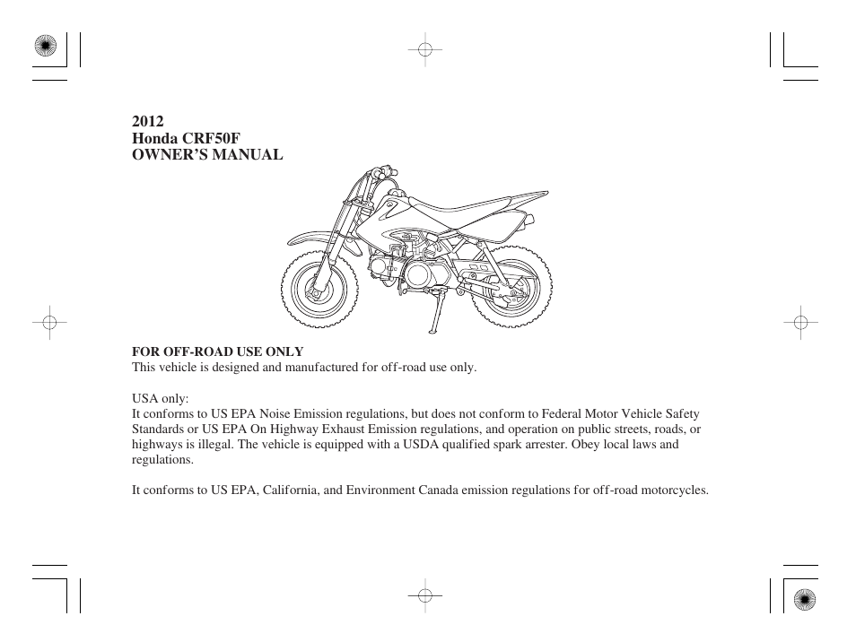 HONDA CRF50F User Manual | 172 pages