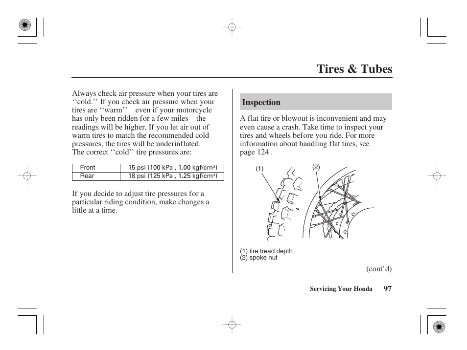 Tires & tubes | HONDA CRF50F User Manual | Page 105 / 172
