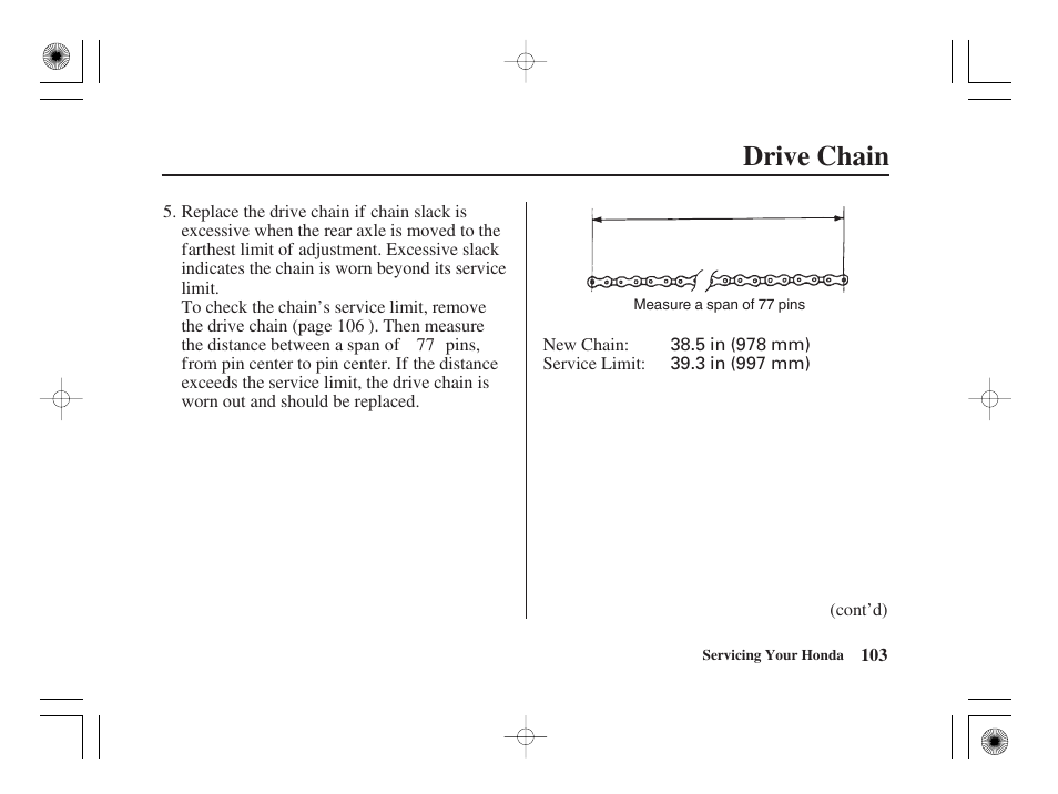 Drive chain | HONDA CRF50F User Manual | Page 111 / 172